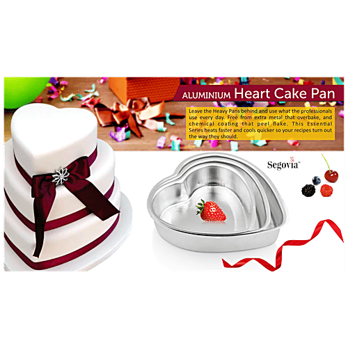 Segovia Aluminium Heart Shaped Cake Mould Set - Microwave, Oven & Cooker Safe, 3 pcs  