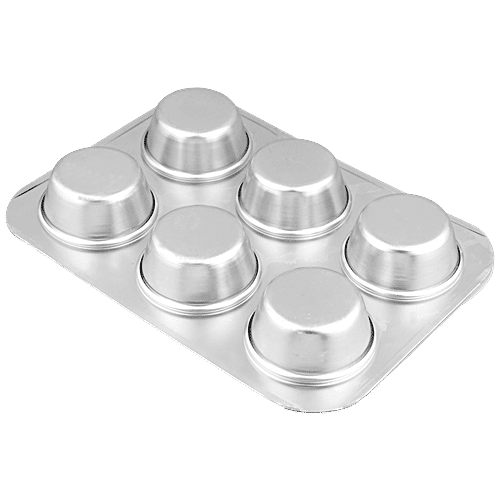 Segovia Aluminium Muffin Tray - With 6 Cavities, Microwave, Oven & Cooker Safe, For Baking, 1 pc  
