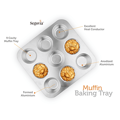 Buy Segovia Aluminium Muffin Tray With 9 Cavities, Microwave, Oven