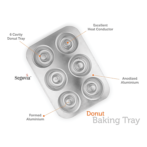 Segovia Aluminium Donut Tray - With 6 Cavities, Microwave, Oven & Cooker Safe, For Baking, 1 pc  