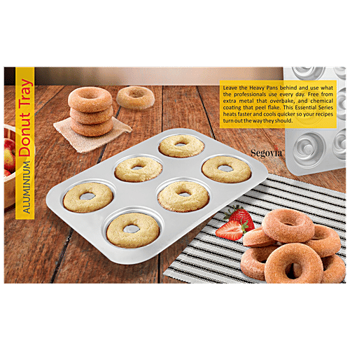 Segovia Aluminium Donut Tray - With 6 Cavities, Microwave, Oven & Cooker Safe, For Baking, 1 pc  