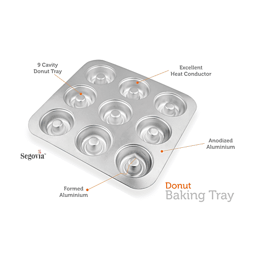 Segovia Aluminium Donut Tray - With 9 Cavities, Microwave, Oven & Cooker Safe, For Baking, 1 pc  