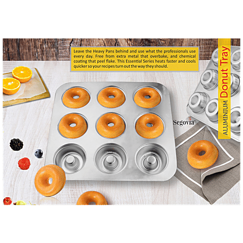 Segovia Aluminium Donut Tray - With 9 Cavities, Microwave, Oven & Cooker Safe, For Baking, 1 pc  