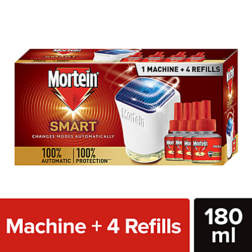 Mortein SMART Mosquito Repellent, Combo Pack, 5 pcs (Machine + 4 Refills x 45ml) 