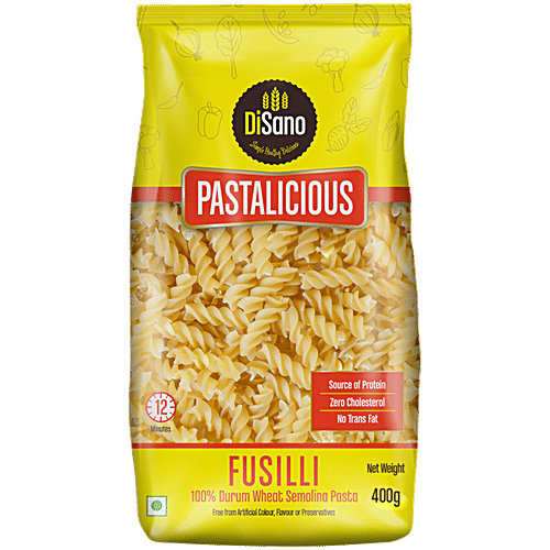 Disano Pastalicious - Fusilli, Durum Wheat Semolina Pasta, High-Protein, No Cholesterol, 400 g (Pack of 2)