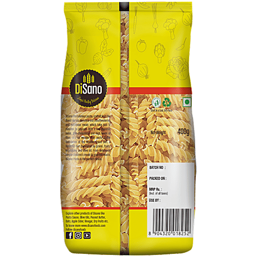 Disano Pastalicious - Fusilli, Durum Wheat Semolina Pasta, High-Protein, No Cholesterol, 400 g (Pack of 2)