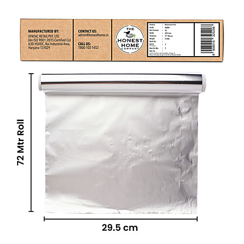The Honest Home Company Aluminium Foil - For Baking, Roasting & Wrapping, 72 m, 750 g  