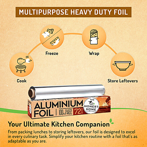 The Honest Home Company Aluminium Foil - For Baking, Roasting & Wrapping, 72 m, 750 g  