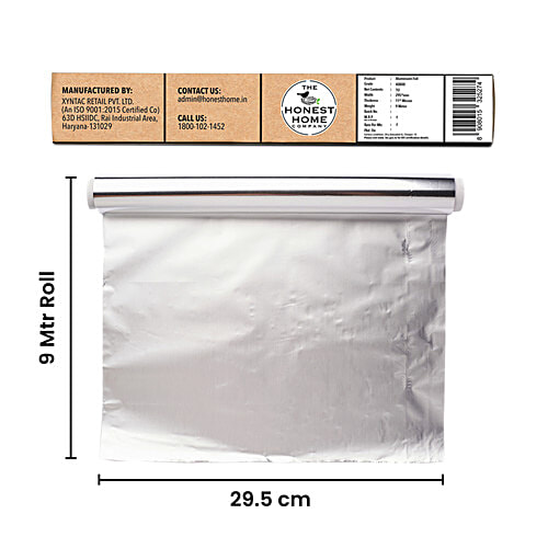 The Honest Home Company Aluminium Foil - For Baking, Roasting, Wrapping, 9 m, 160 g  