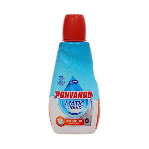 Ponvandu Matic Liquid Detergent - Cleans Off Dirt, Stains, For Top/Front Load Machines, 500 ml  
