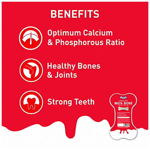 Drools Absolute Milk Bone Dog Treats, 300 g (20 pcs) Mouth-watering
Chewy texture