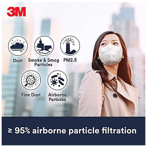 3M KN95 Respirator Face Mask - Soft & Breathable, Advanced Dust Protection, White, 1 pc  