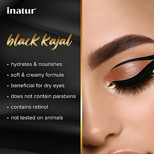 Inatur 100% Natural Kajal - Vegan, No Mineral Oils, 3.5 g Black