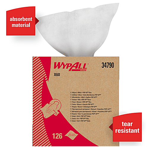 WypAll Multipurpose Kitchen Towel/ Wipes - Reusable, Food Contact Safe, 126 Wipes, 1 pc Box 