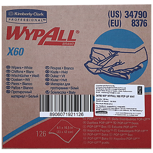WypAll Multipurpose Kitchen Towel/ Wipes - Reusable, Food Contact Safe, 126 Wipes, 1 pc Box 