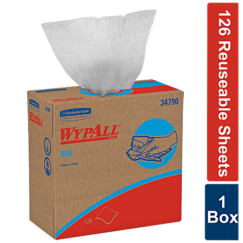 WypAll Multipurpose Kitchen Towel/ Wipes - Reusable, Food Contact Safe, 126 Wipes, 1 pc Box 