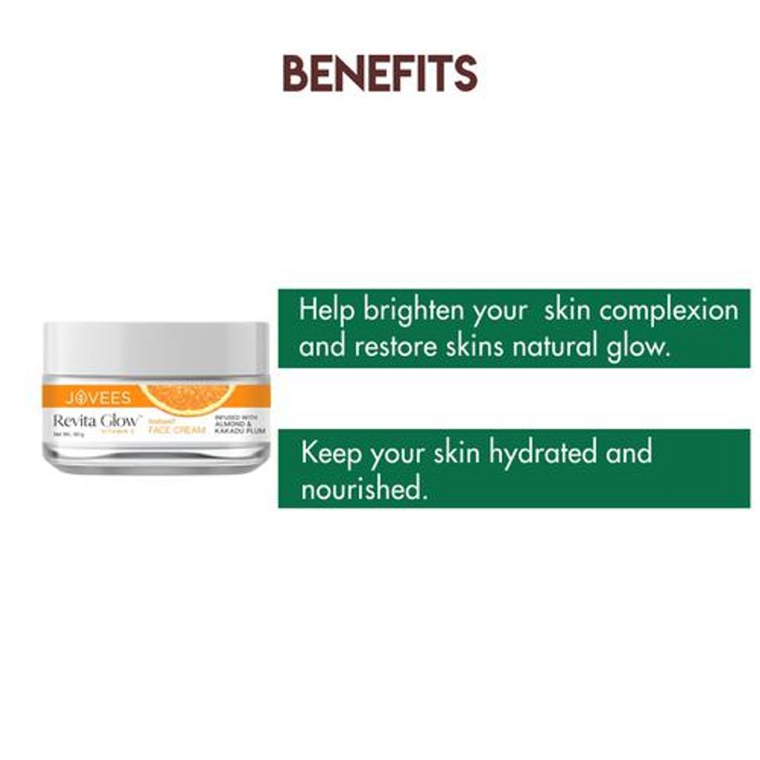 Jovees Revita Glow Vitamin C Radiant Face Cream - Infused With Almond & Kakadu Plum, 50 g 