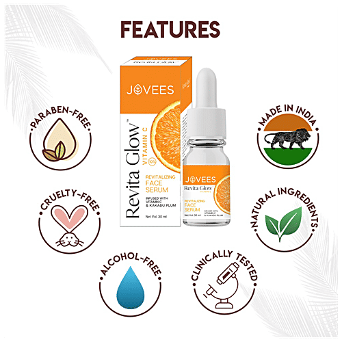 Jovees Revita Glow Vitamin C - Revitalizing Face Serum, Infused With Kakadu Plum, 30 ml  
