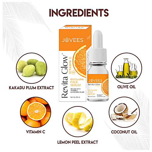 Jovees Revita Glow Vitamin C - Revitalizing Face Serum, Infused With Kakadu Plum, 30 ml  