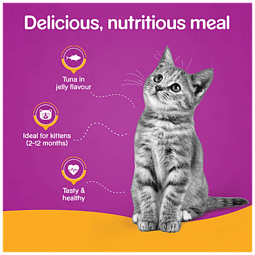 Whiskas Wet Cat Food - Kitten, 2-12 Months, Tuna In Jelly, 85 g (Pack of 12) 