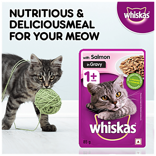 Buy Whiskas Wet Cat Food Adult ,+1 Year, Salmon In Gravy, For