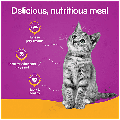 Whiskas Tuna In Jelly Adult Wet Cat Food - 1+ Year, 85 g Pouch For Balanced Nutrition & Shiny Coat