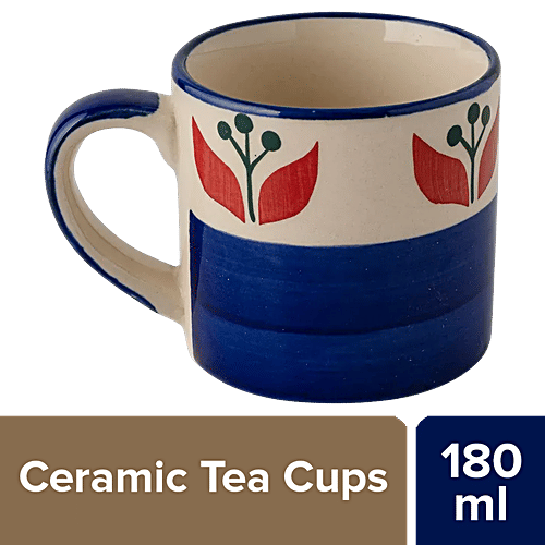 Buy bb home Earth Teacup Set, Hand Painted Ceramic Sepal Red Blue