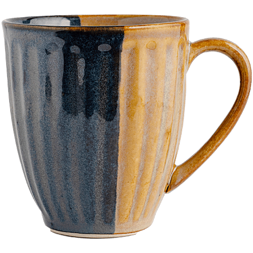 bb home Earth Tea/Coffee/Milk Mug, Hand Painted Ceramic - Mystic Gold Blue, 300 ml  