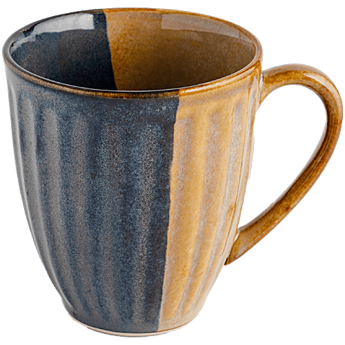 bb home Earth Tea/Coffee/Milk Mug, Hand Painted Ceramic - Mystic Gold Blue, 300 ml  