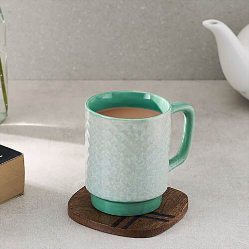 bb home Earth Ceramic Tea/Coffee/Milk Mug - Solid, Handcrafted, Exclusive Green & White, 300 ml  