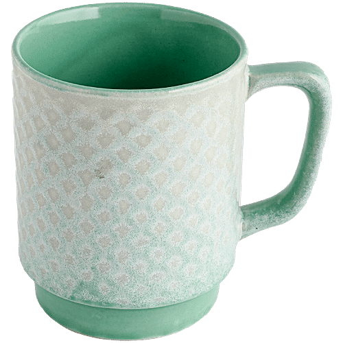 bb home Earth Ceramic Tea/Coffee/Milk Mug - Solid, Handcrafted, Exclusive Green & White, 300 ml  