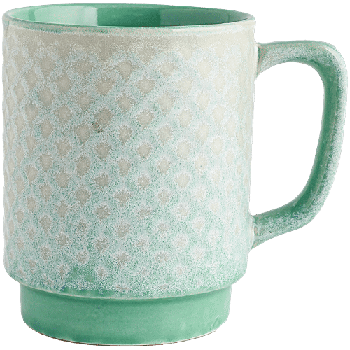 bb home Earth Ceramic Tea/Coffee/Milk Mug - Solid, Handcrafted, Exclusive Green & White, 300 ml  