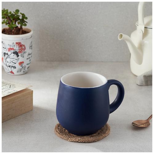 BB Home Earth Coffee/ Milk Mug Set, Hand-crafted Ceramic- Night Blue, 470 ml (Set of 2) 