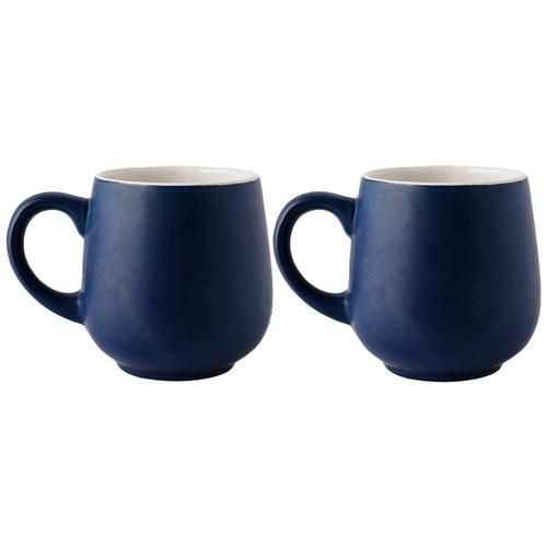 BB Home Earth Coffee/ Milk Mug Set, Hand-crafted Ceramic- Night Blue, 470 ml (Set of 2) 