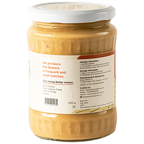 Being Better Peanut Butter Crunchy - Unsweetened, Unsalted, All Natural, 500 g Jar