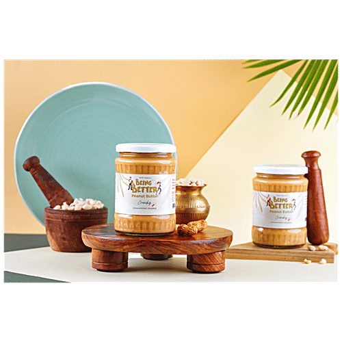 Being Better Peanut Butter Crunchy - Unsweetened, Unsalted, All Natural, 500 g Jar
