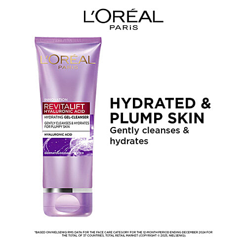 L'Oreal Paris Revitalift Hyaluronic Acid Hydrating Gel Face Wash - Gentle Cleansing, For Women, 100 ml  