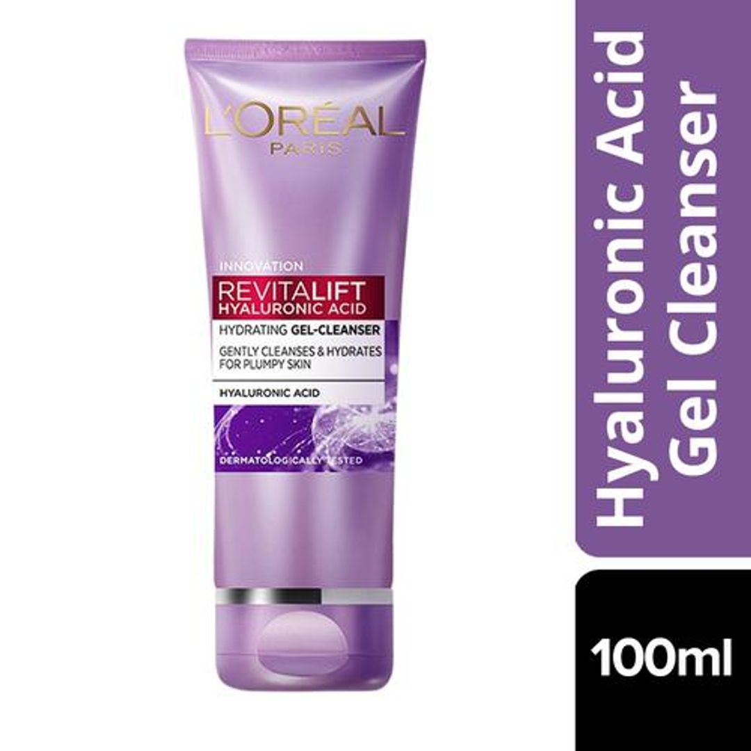 Loreal Paris Revitalift Hyaluronic Acid Hydrating Gel Face Wash - Gentle Cleansing, For Women, 100 ml 