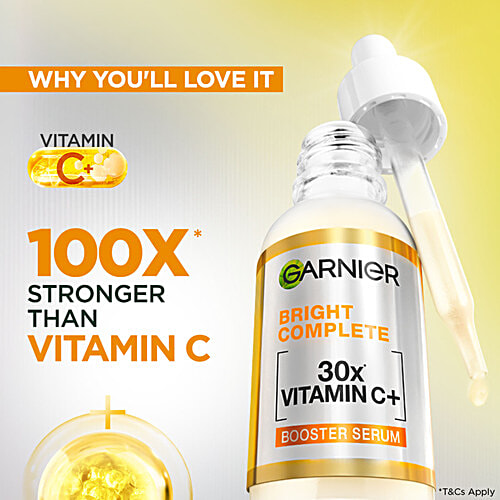 Garnier Face Serum - Bright Complete 30X Vitamin C Booster, Lightweight, For Spot Reduction, 15 ml