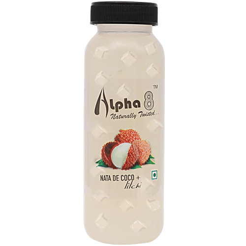 Alpha 8 Litchi Juice - Nata De Coco, Natural, Nutrition Drink, 200 ml  