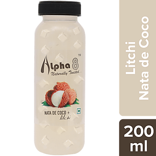 Alpha 8 Litchi Juice - Nata De Coco, Natural, Nutrition Drink, 200 ml  