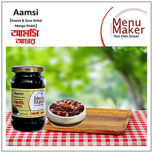 Menu Maker Aamsi - Sweet & Sour Dried Mango Pickle, 250 g Jar 