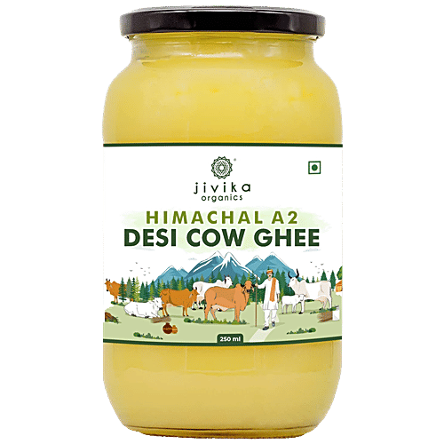 Jivika Naturals A2 Desi Cow Ghee - Pure & Natural, Non-GMO, Boosts Immunity, No Preservatives, 250 ml
