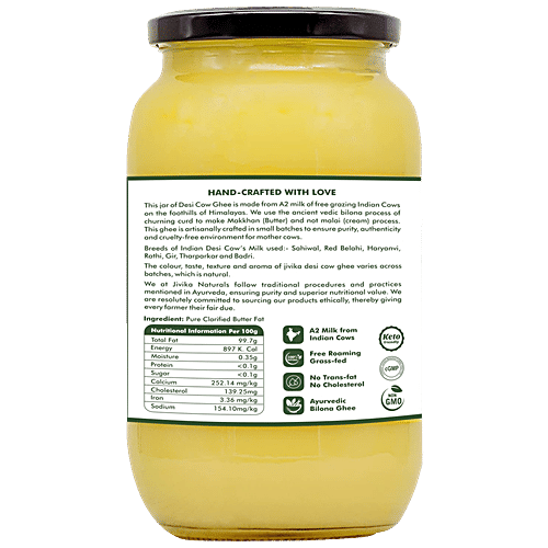 Jivika Naturals A2 Desi Cow Ghee - Pure & Natural, Non-GMO, Boosts Immunity, No Preservatives, 250 ml