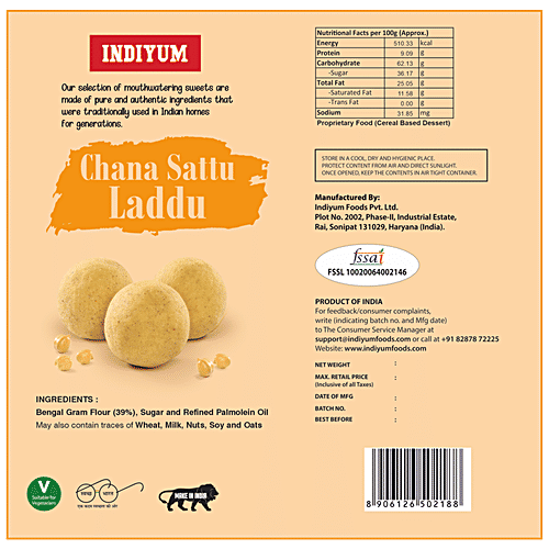 Indiyum Channa Sattu Laddu - Gift Health This Season, 400 g Box
