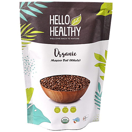 Hello Healthy Organic Masoor Dal - Whole, May Keep The Heart Healthy By Lowering Cholesterol, 500 g