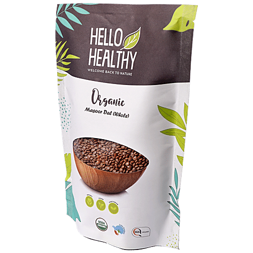 Hello Healthy Organic Masoor Dal - Whole, May Keep The Heart Healthy By Lowering Cholesterol, 500 g
