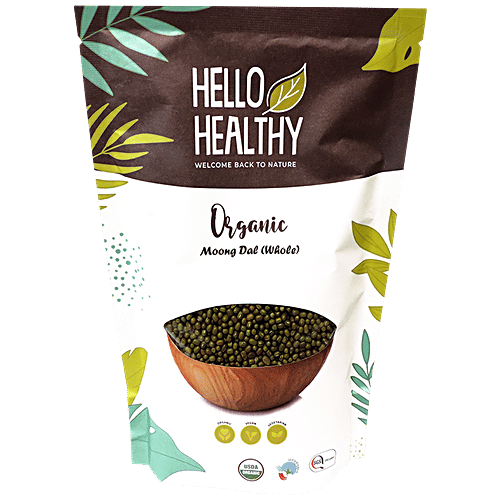 Hello Healthy Organic Moong Dal Whole - Rich Source Of Plant Protein, 500 g  