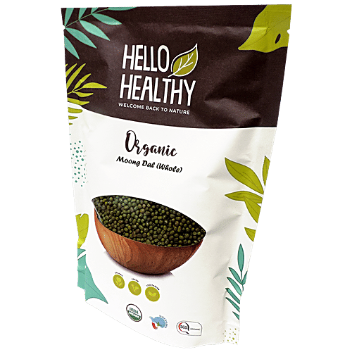 Hello Healthy Organic Moong Dal Whole - Rich Source Of Plant Protein, 500 g  