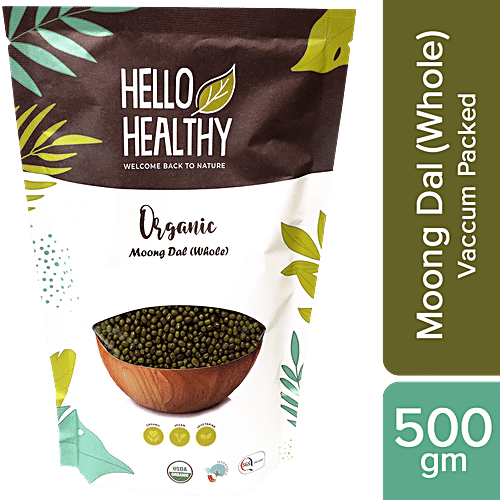 Hello Healthy Organic Moong Dal Whole - Rich Source Of Plant Protein, 500 g  